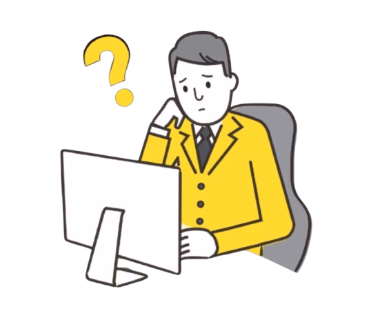 海外進出に向けたブランド戦略やマーケティング施策に悩む担当者のイラスト